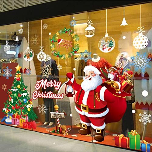 Christmas Window Decorations Cute Large Santa Christmas Window Clings Christm...