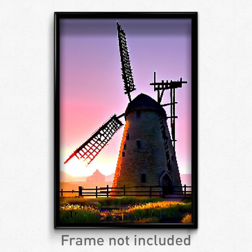 8-Bit Thorny Windmill Pixel Art Poster - Psychedelic Trippy Gamer Print