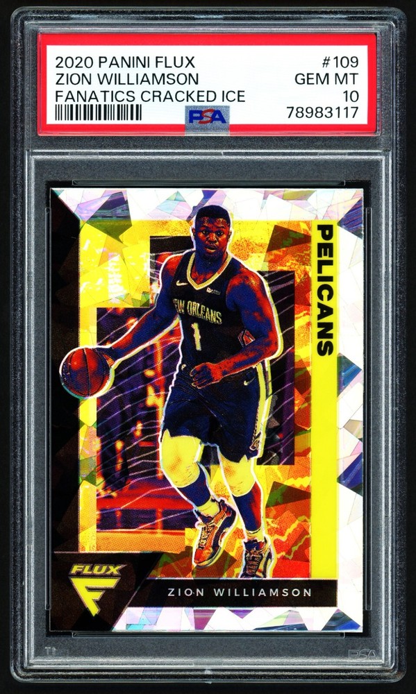2020 Panini Flux Zion Williamson #109 Fanatics Cracked Ice PSA 10 Gem Mint