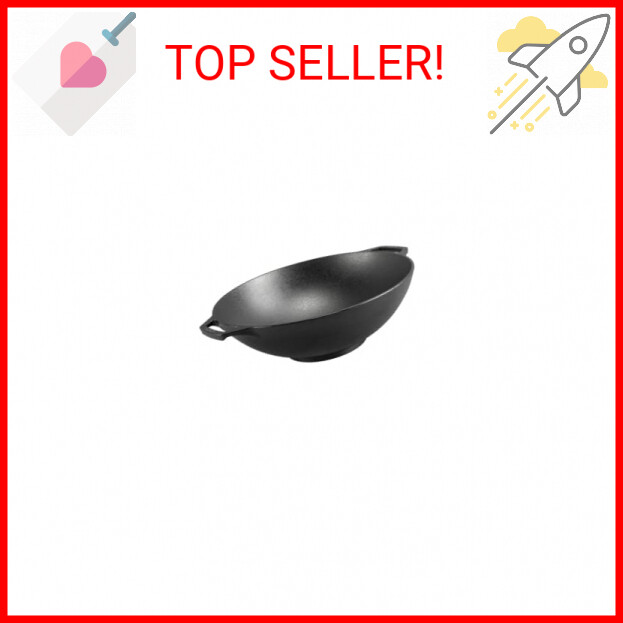 Lodge Pre-Seasoned Cast Iron Wok with Dual Handles for Oven and Stovetop Use