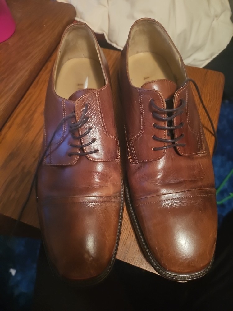 Johnston & Murphy J Murphy Men's Cap Toe Size 10M Brown Leather Dress Shoes