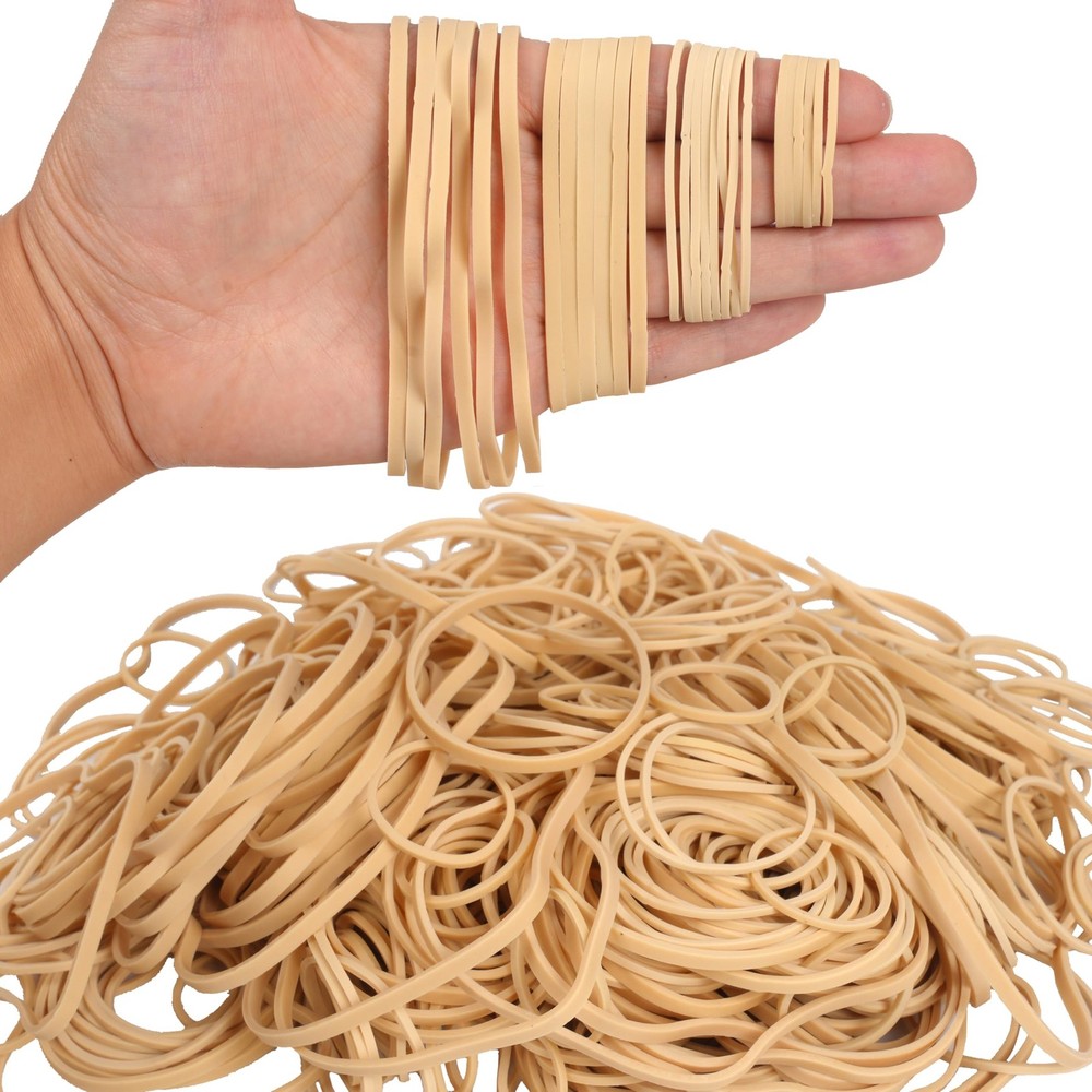 -Rubber Bands Assorted Sizes Beige Elastic Bands for Office supplies 0.5lbs s...