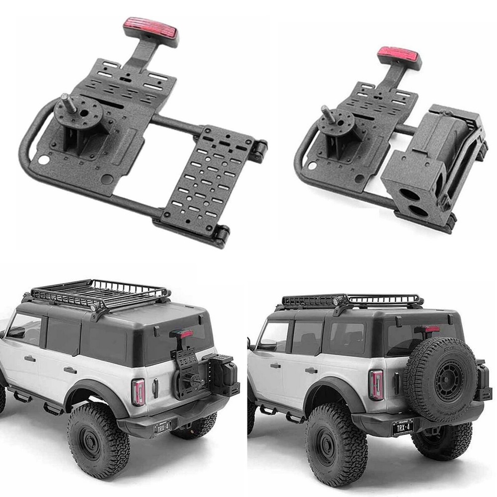 Upgrade Spare Tire Rack Brake Light Fuel Tank for Ford Bronco TRX-4 RC Car
