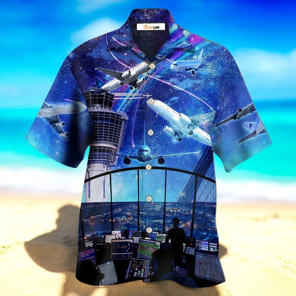 US Size Hawaiian Shirt Airplane Air Traffic Controller Design Summer Style