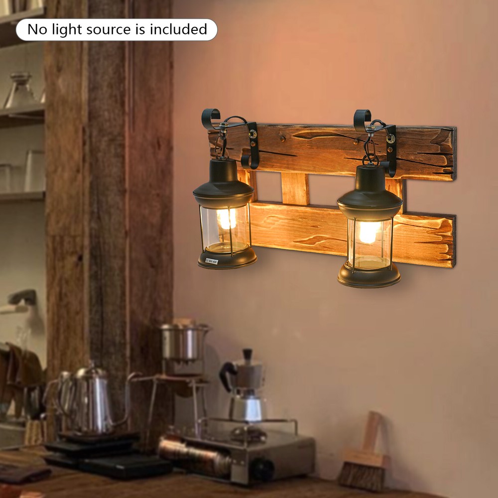 Rustic LED Metal Glass Wall Sconce Bathroom Lighting Fixture