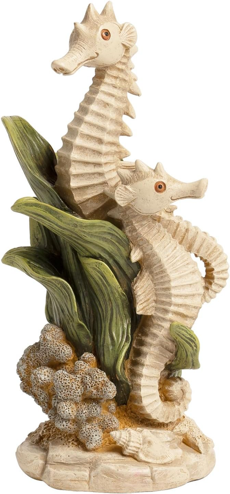Seahorse Statue, 7.8In Resin Sea Horse Figurines Decor, Coastal Beach Ocean D...