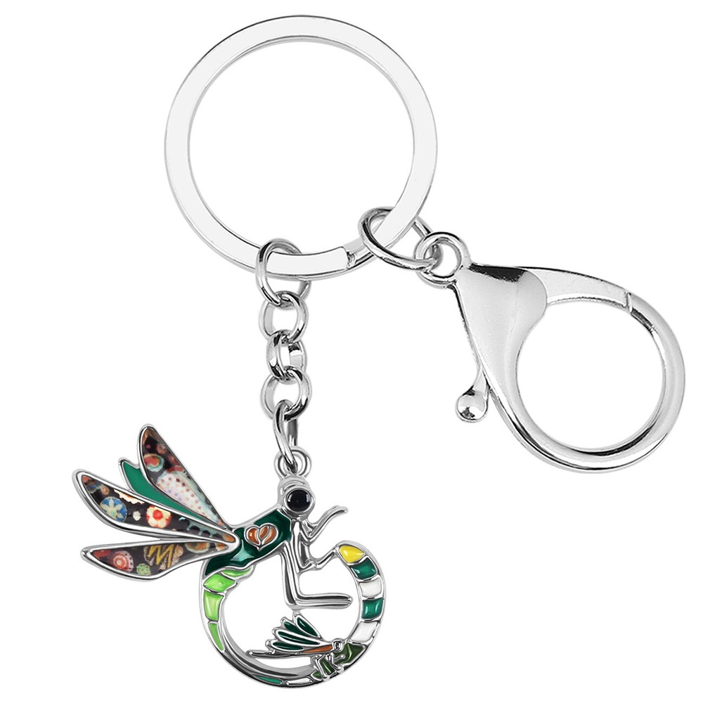 Mothers Day Enamel Alloy Dragonfly Keychains Gifts Car Key Ring Charms for Girls-image