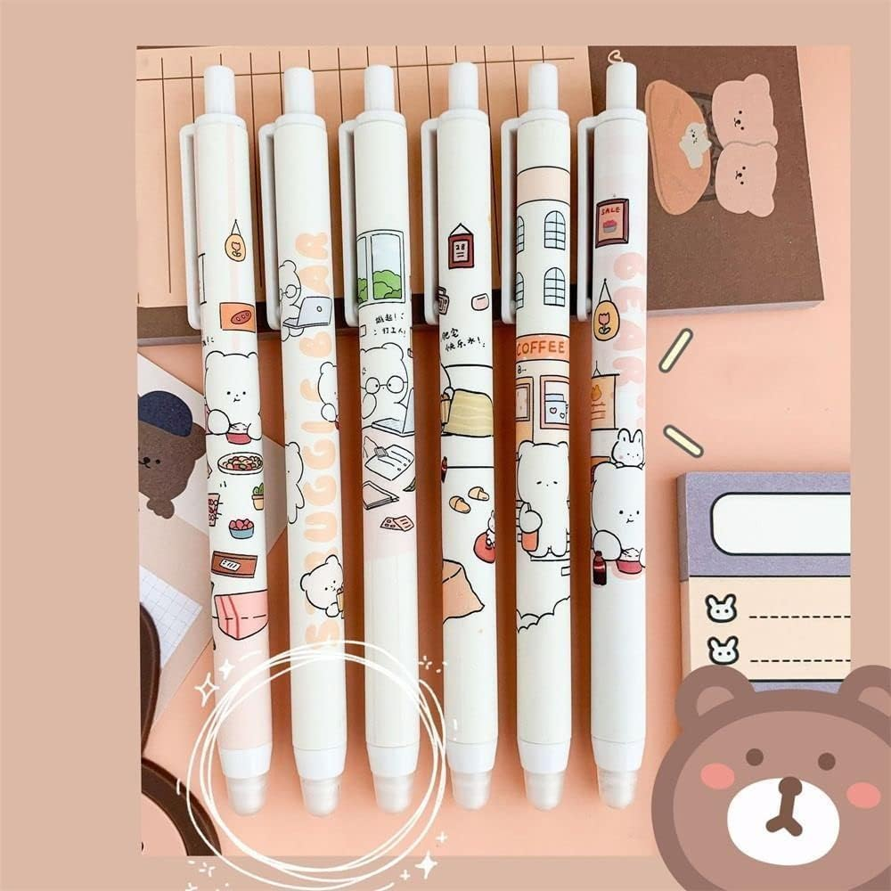 1Pc Random Bear Erasable Pen Gel Pens 0.5Mm Blue Gel Pens Cartoons Press Pen Cut