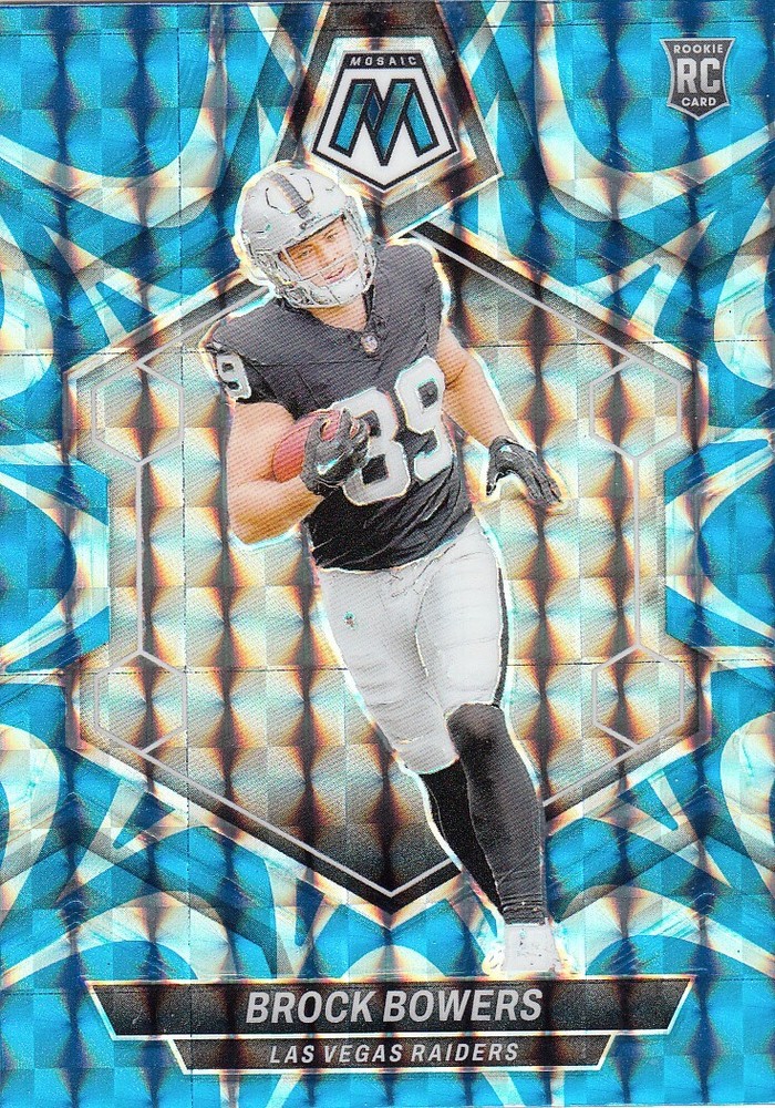 2024 Panini Mosaic - Rookies Reactive Blue Mosaic Prizm #313 Brock Bowers (RC)