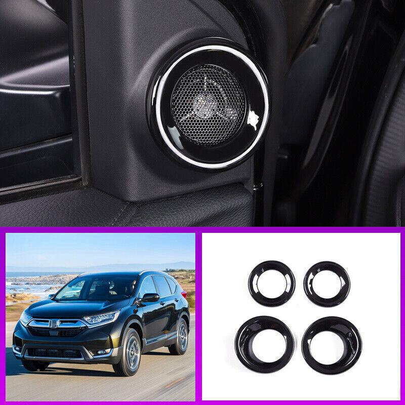4x For Honda CRV CR-V 2017-22 Black ABS Front Rear Speaker Audio Ring Cover Trim