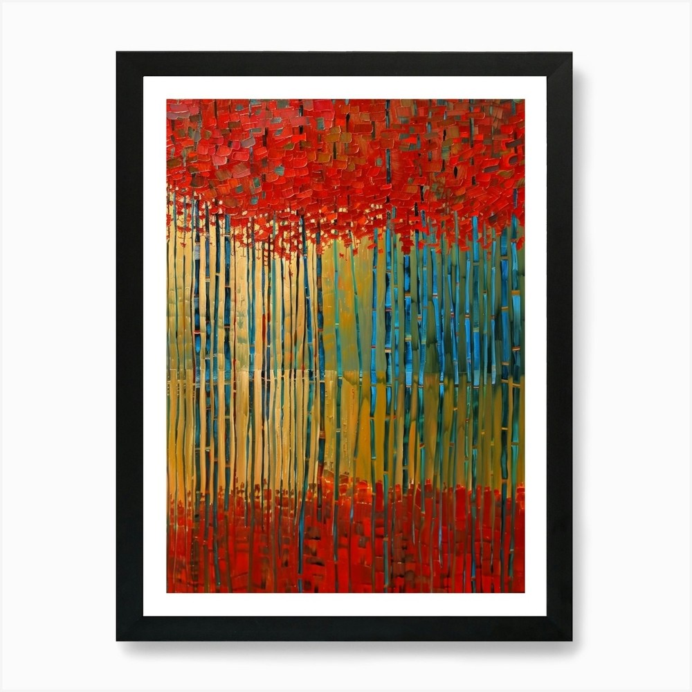 Red Trees Framed Art Print Canvas Wall Decor Picture