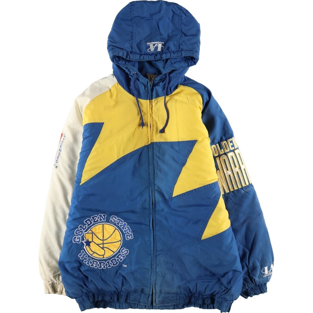 Vintage LOGO ATHLETIC NBA Golden State Warriors Puffer Jacket Men's L