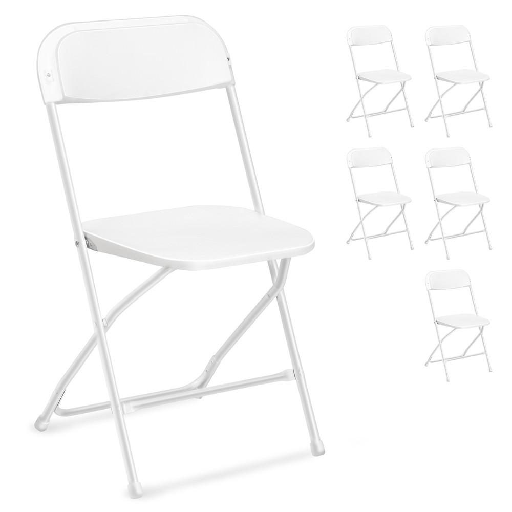 6 PCS Commercial Plastic Folding Chairs Stackable Wedding Party Seats Outdoor
