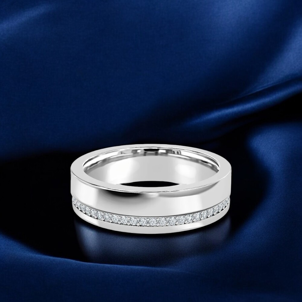 Wedding 14K  White Gold Diamond Band Round Cut Men 0.40 Carat 6 MM Lab Grown