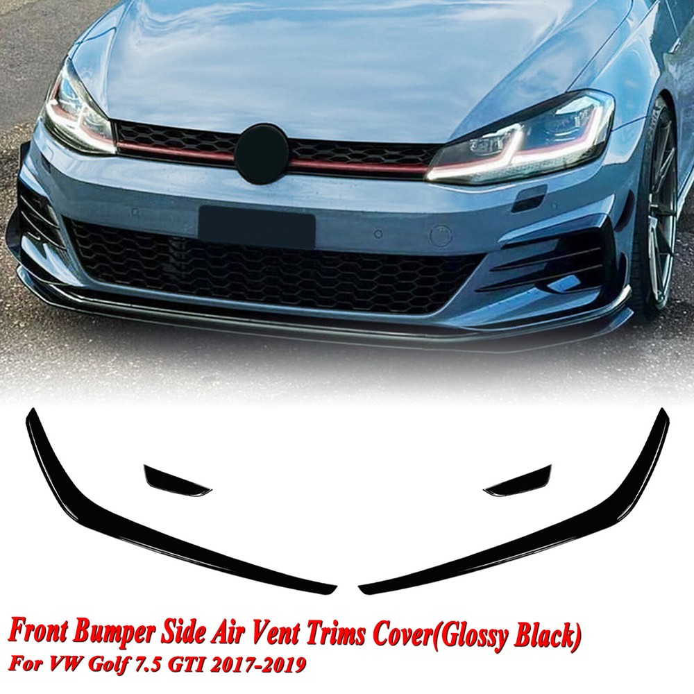 Car Gloss Black Front Bumper Side Air Vent Trims For VW Golf 7.5 GTI 2017-2019