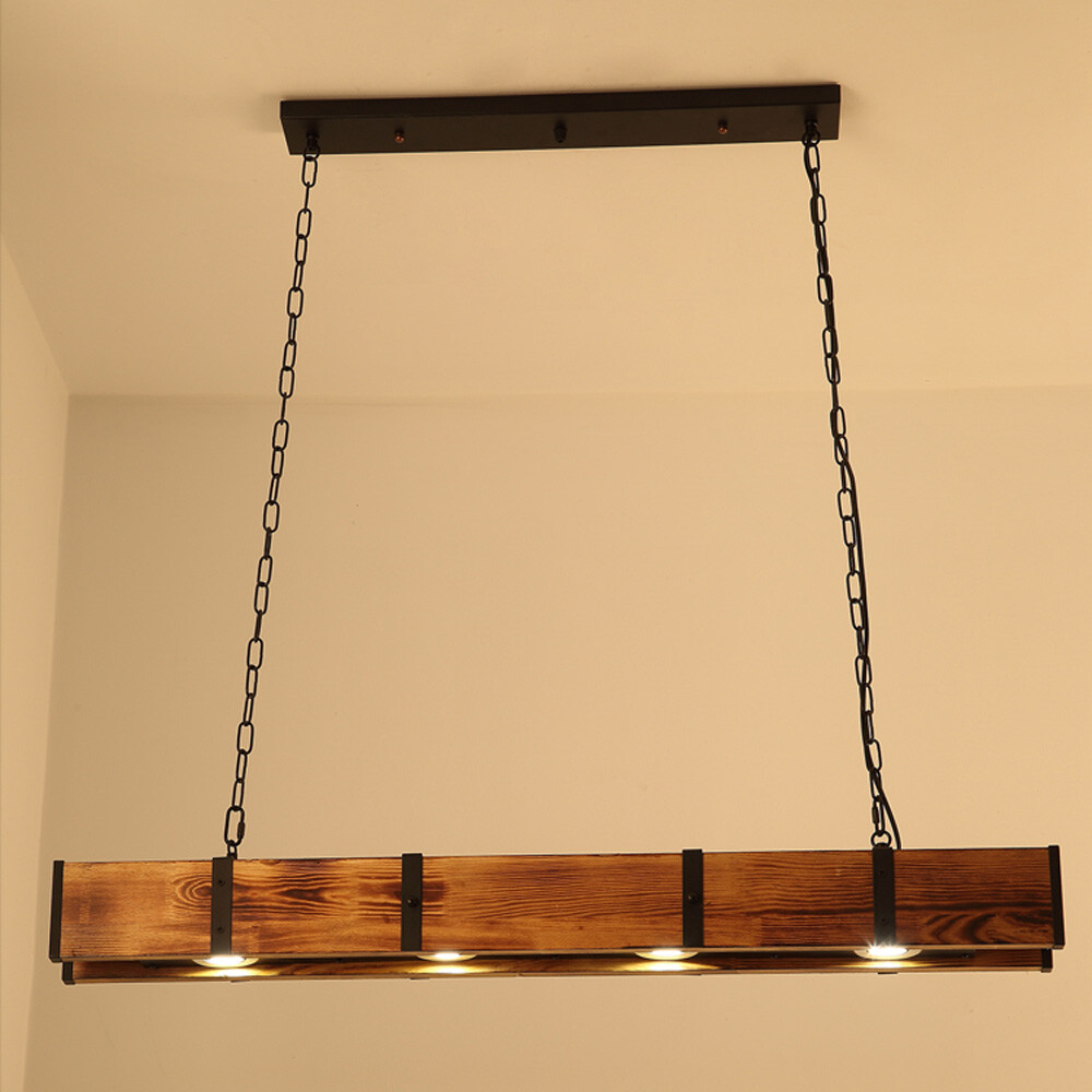 Retro Farmhouse Chandelier Light Wood Hanging Light Lamp Pendant Light Fixture