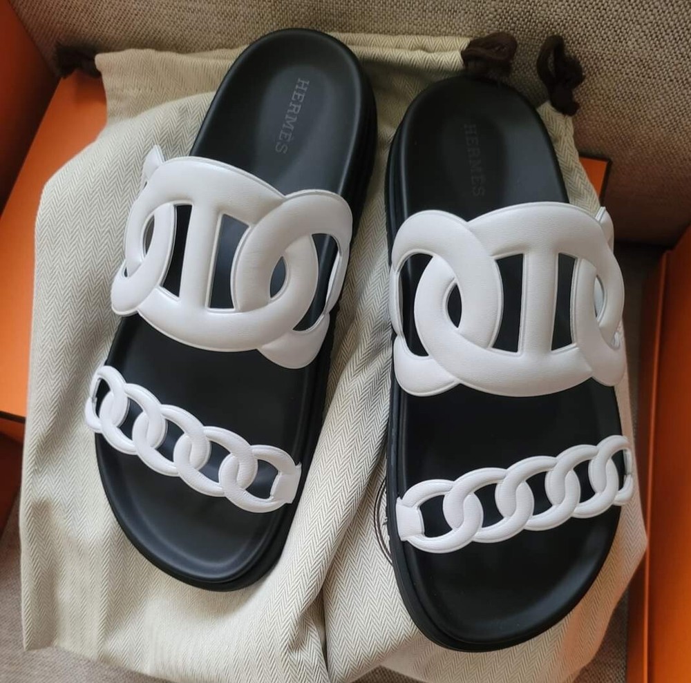 Hermes Extra white leather sandals