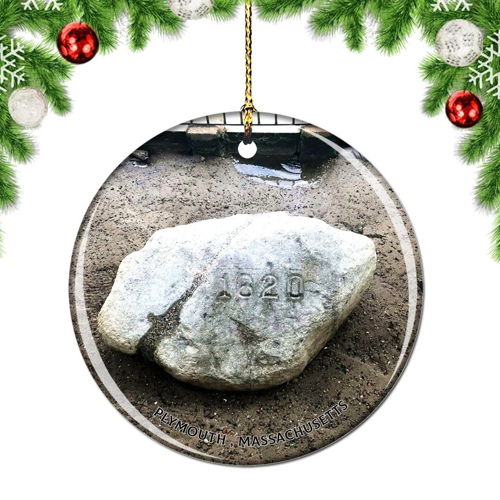 Massachusetts Plymouth Rock 1620 USA Christmas Ornament for City Travel Souvenir and Keepsake