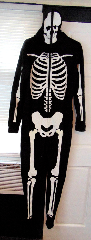 Slightly Worn Somcoc Skeleton Jumpsuit Plush Adult Man Lg. Skeleton Pajama