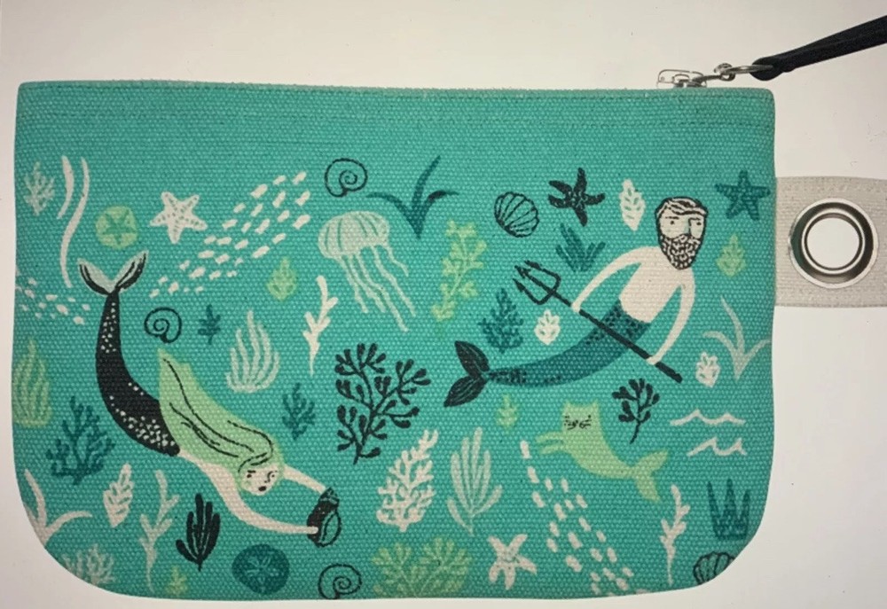 NOW DESIGNS DANICA 'SEA SPELL' LARGE ZIPPER POUCH turquoise 9.25
