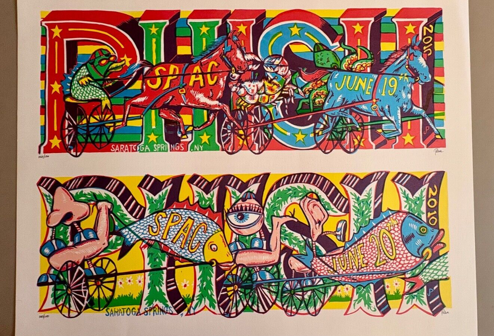 Jim Pollock Lino Print Phish SPAC (2010) UNCUT silver metallic paper  VERY RARE