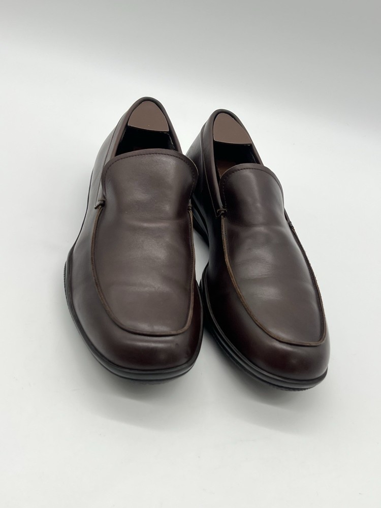 Prada 1645 Mens Brown Leather Luxury Slip-on Loafers Italian Dress Shoes Size 10
