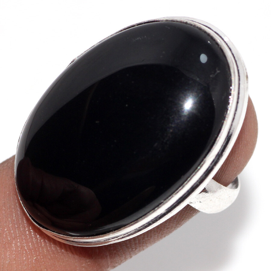 Black Onyx 925 Silver Plated Gemstone Handmade Ring US 7.5 Amazing Gift JW