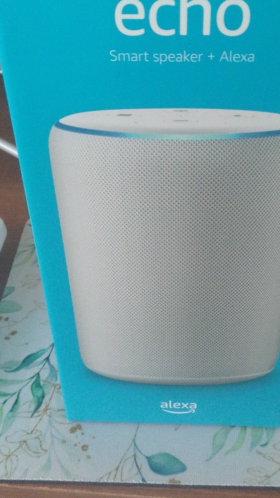 Amazon Echo Smart Speaker White Fabric Alexa Wi-Fi Voice Search Cylinder