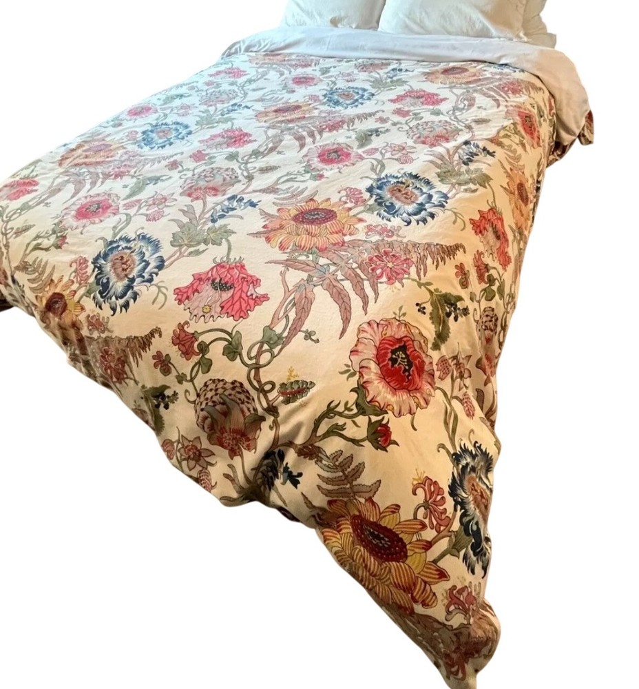 Pottery Barn Reagan Palampore Percale Boho Floral Duvet Cover for Full and Queen Beds