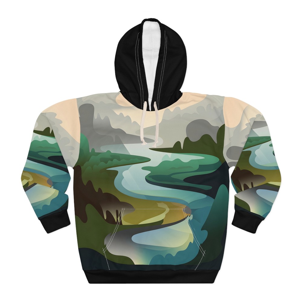 Sapphire Mist All Over Print Hoodie for Outdoor Adventures Travel Pullover Wear