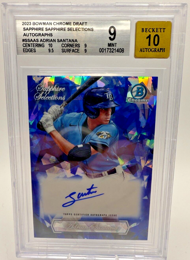 2023 Adrian Santana Bowman Chrome Draft BCG 9/10 Sapphire Selections Autograph