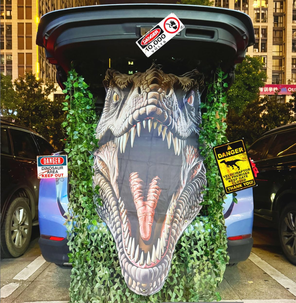 Trunk or Treat Car Decorations Kit Dinosaur Birthday and Party Decor Backdrop wi