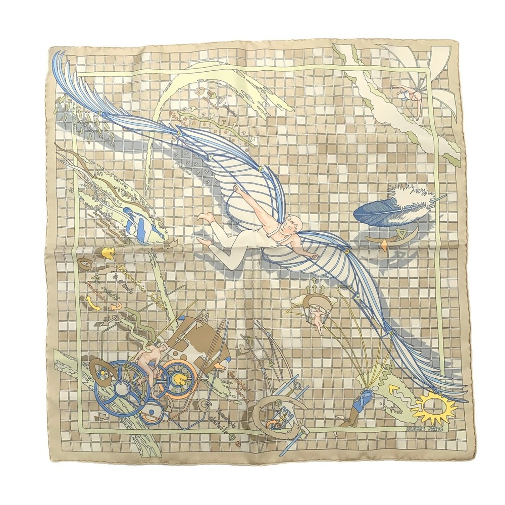Hermes 100% Silk Scarf Carres 45 D.A. Jarlecant Flight Technique