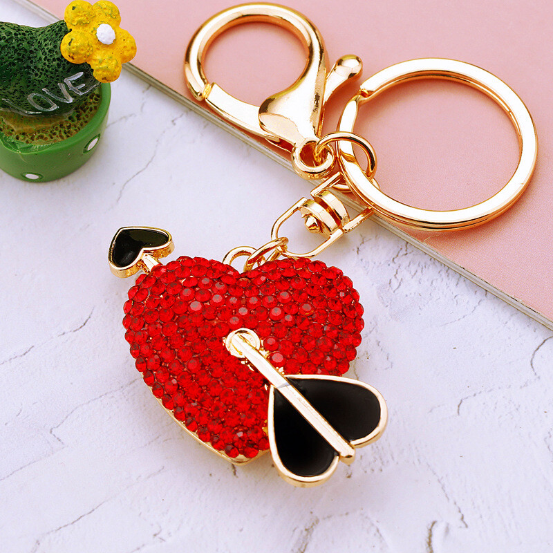 Sparkly Arrow Heart Keychain Rhinestone Purse Charm Gift