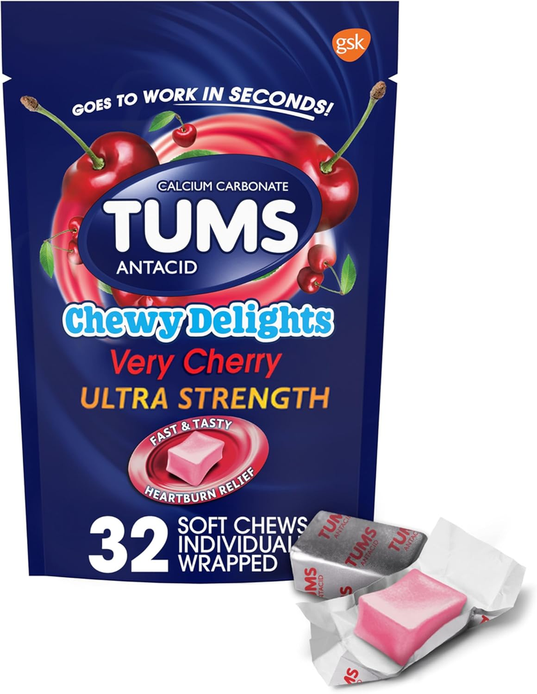 TUMS Chewy Delights Ultra Strength Antacid Soft Chews for Chewable Heartburn Rel