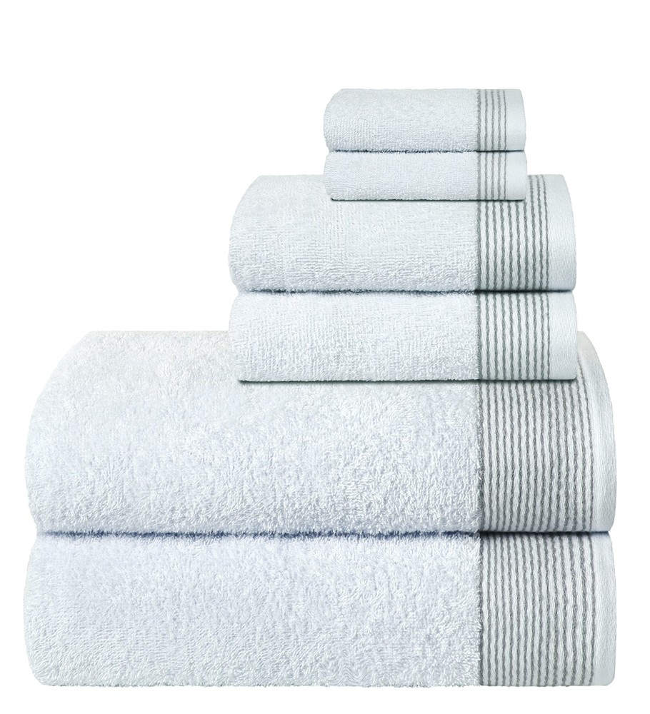 Ultra Soft 100% Cotton 6-Piece Towel Set with 2 Bath 2 Hand 2 Wash Towels