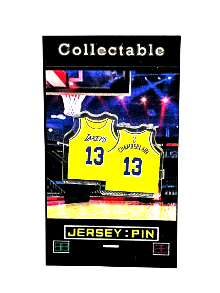 Los Angeles Lakers Wilt Chamberlain jersey lapel pin-RETRO Collectable-FREE SHIP
