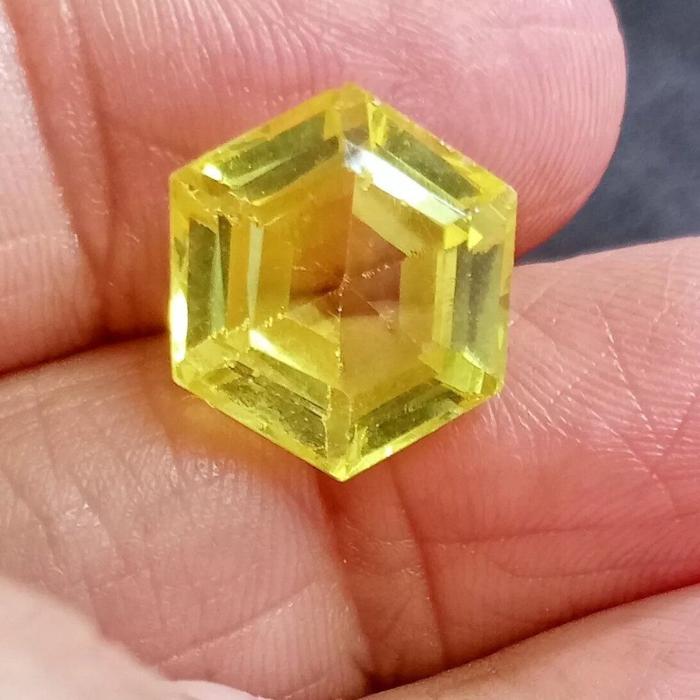 Yellow Sapphire Hexagon Cut 12-13 Ct Ceylon Loose Natural Certified Gem