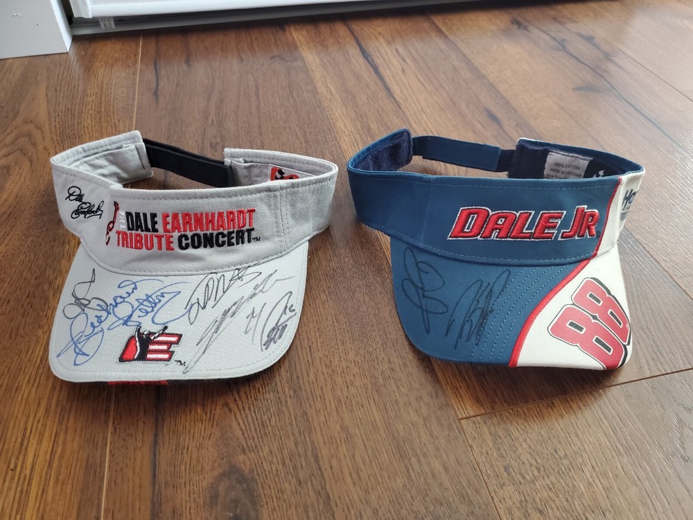 Dale Earnhardt Visors Tribute Concert Hat Cap Grey NASCAR & Dale Jr. Blue