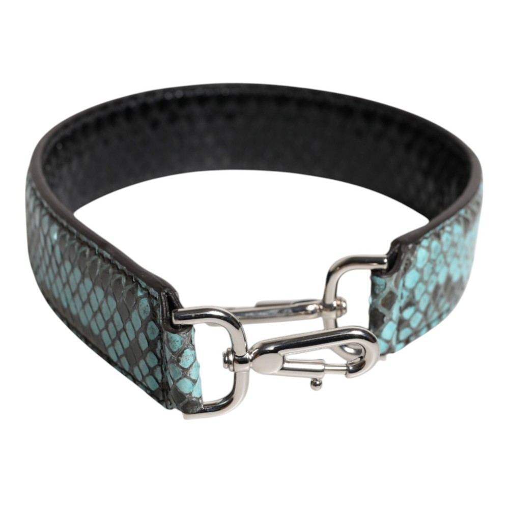 DOLCE & GABBANA Shoulder Strap Black Blue Exotic Leather Bag Accessories 530usd
