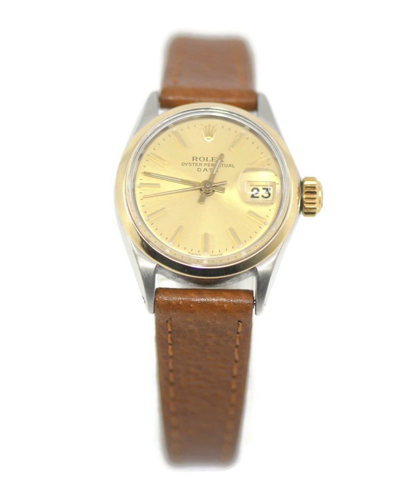 Rolex Oyster Perpetual Date Two Tone Stainless Steel Watch 6516