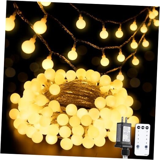 33ft 100 LED Warm White Connectable Globe String Lights for Indoor Use
