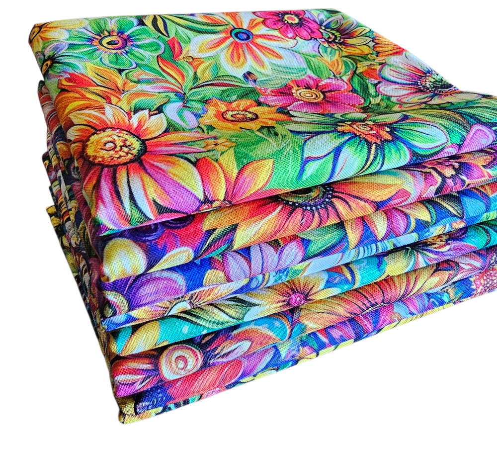8 Groovy Garden Fat Quarter BUNDLE Fabric 100% Premium Cotton