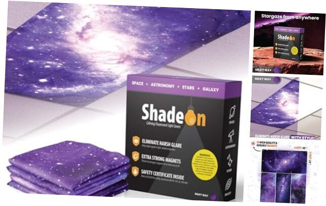 ShadeOn Fluorescent Light Covers for Ceiling Lights (4-Pack) - 2x4 ft Magnetic