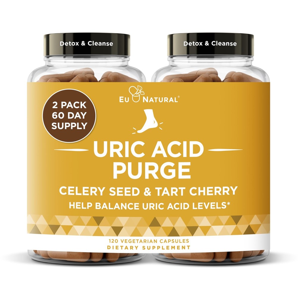 Eu Natural Purge Uric Acid Flush - Eat & Drink 60 Count (Pack of 2), Clear
