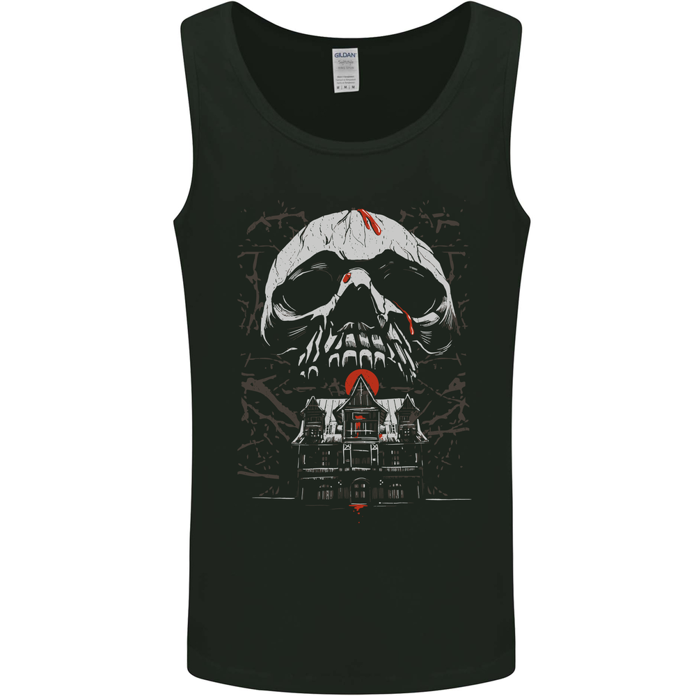 Haunted House Skull Halloween Mens Vest Tank Top