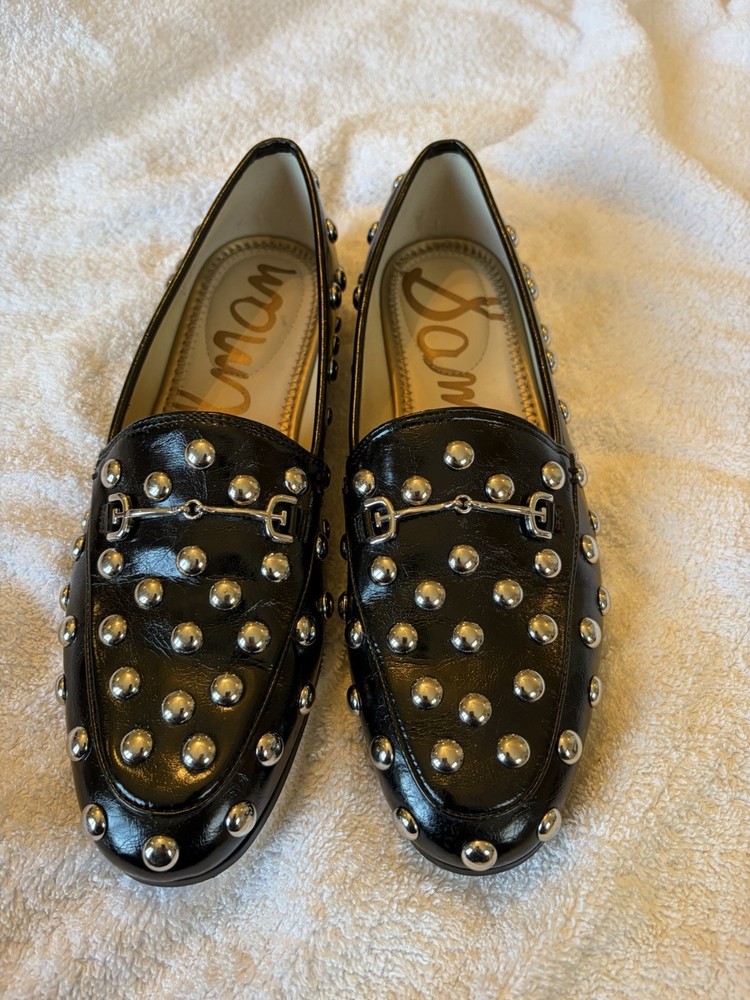 Sam Edelman Studded Black Loafer With Horse bit Detail, Women’s 7.5