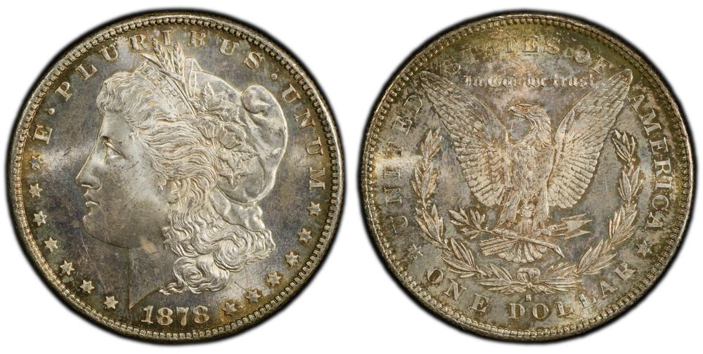 Toned 1878 S MS 64 Morgan Silver Dollar PCGS Graded Certified Authentic Slab 262