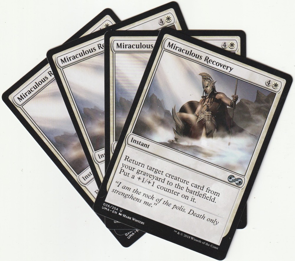 4 MTG Miraculous Recovery White Instant Playset - UMA NM/EX Condition