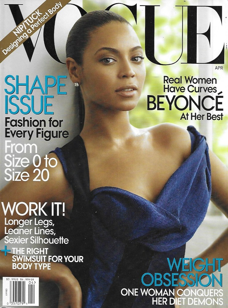 Vogue Magazine Beyonce Shape Issue Weight Obsession Design a Perfect Body 2009
